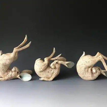 Handmade Ceramic Hares by Gin Durham