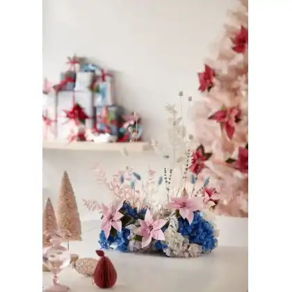 Christmas Wreath with poinsettias and dried flowers