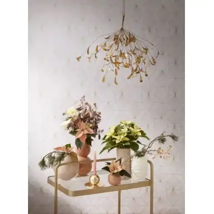 Christmas decor with poinsettias and mistletoe
