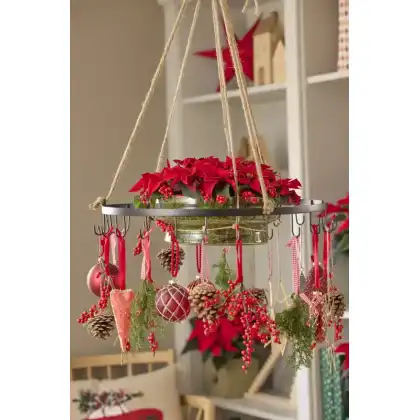 Festive hanging Centrepiece with Poinsettias