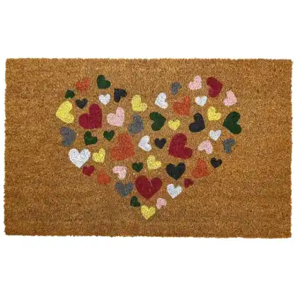 P00028111 Designer Collection Stencilled Coir Mat - Hearts 1