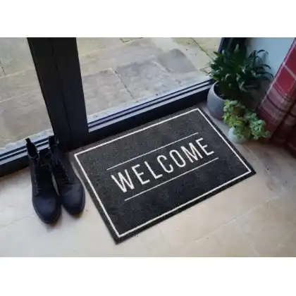 P00028176 Eco Flex Washable Mat - Welcome Grey 50x75 2