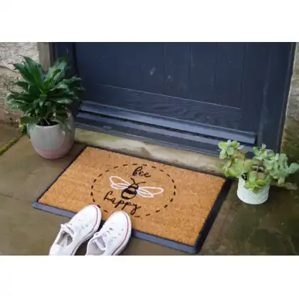 P00028136 Rubber and Coir Tray Mat - Bee Happy 4