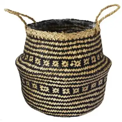 Seagrass Tribal Black Lined Basket